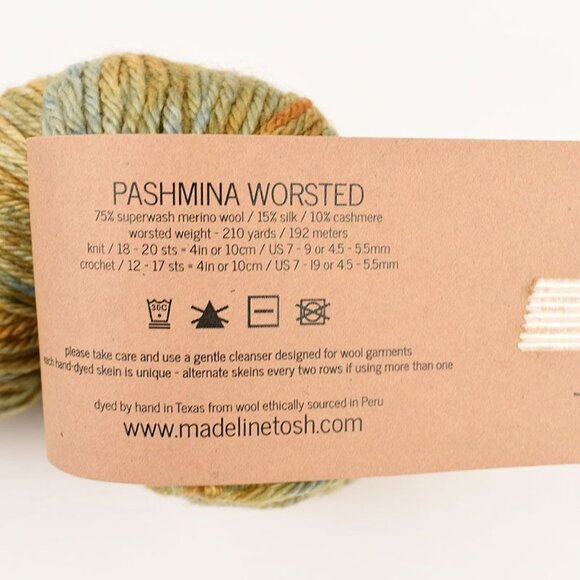 MadelineTosh Pashmina Worsted Yarn SW Merino Wool Silk Cashmere Earl Grey - Picture 3 of 3